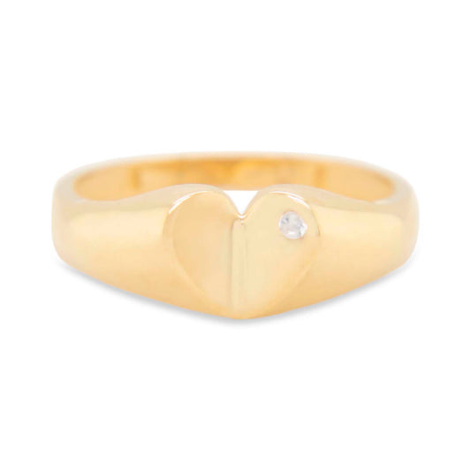 14K Yellow Gold Heart with CZ Accent Ring