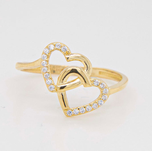 14K Yellow Gold Heart Knot with CZ Ring