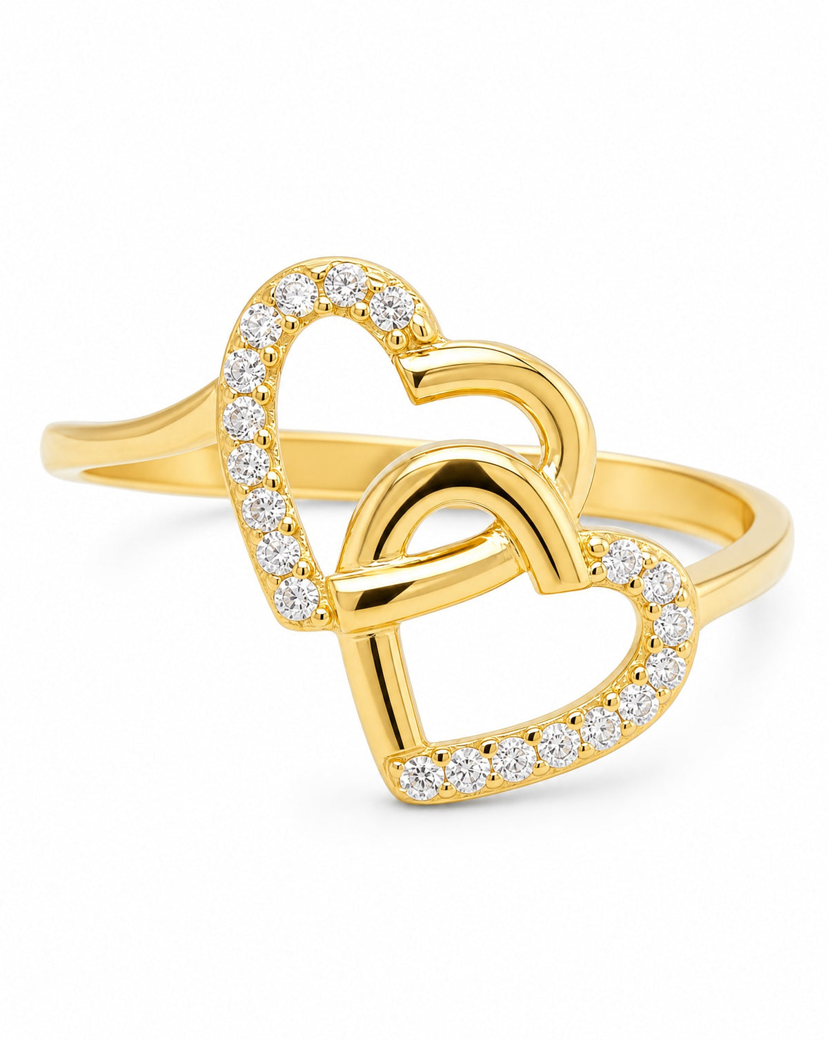 14K Yellow Gold Heart Knot with CZ Ring