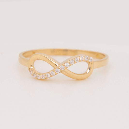 14K Yellow Gold Infinity with CZ Accents Ring