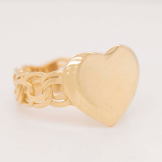 14K Yellow Gold Polished Heart Chain Link Ring