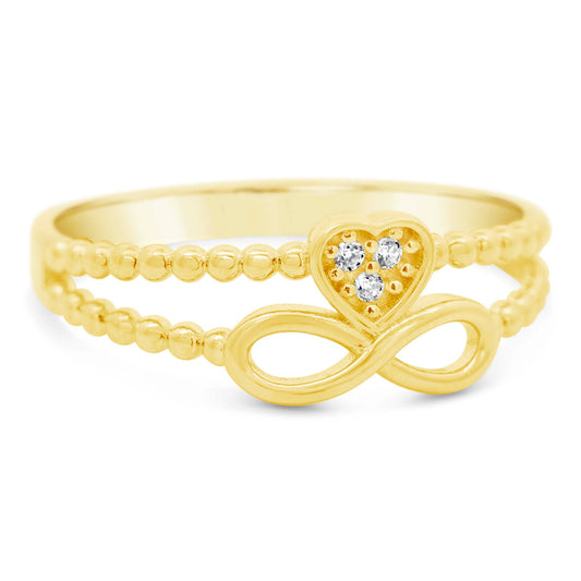 14k Yellow Gold CZ Teddy Bear Ring