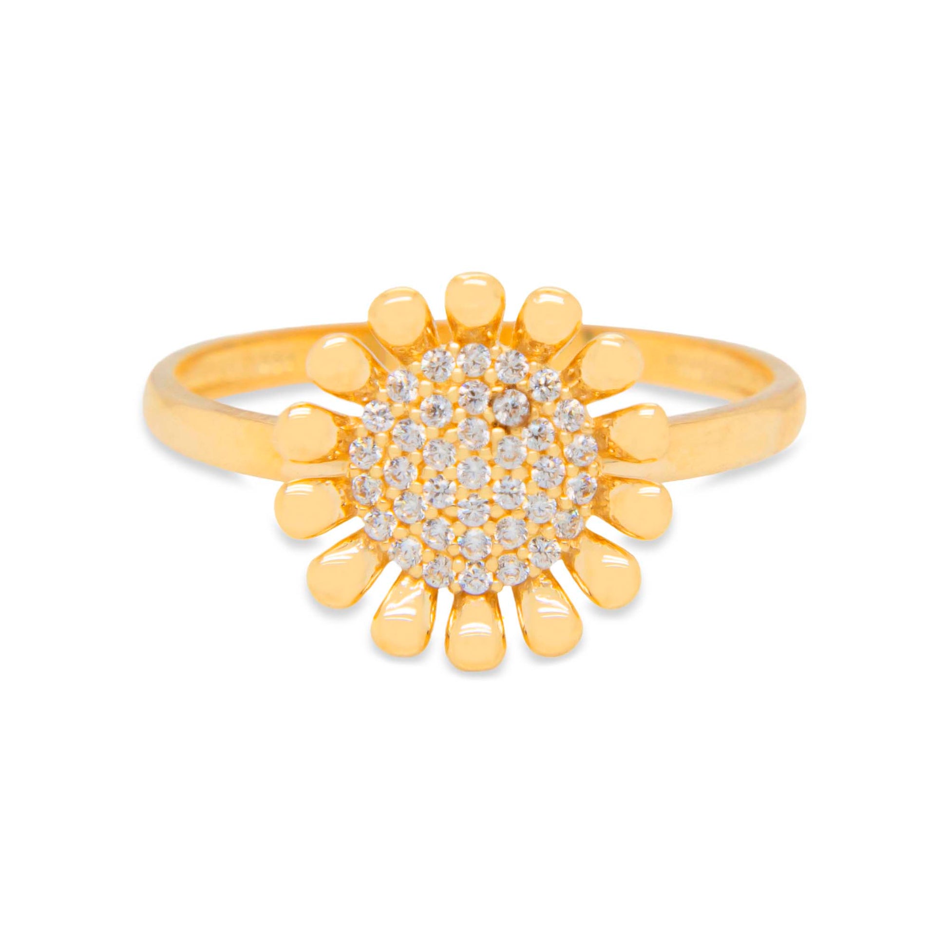 14K Yellow Gold Flower with CZ Center Ring
