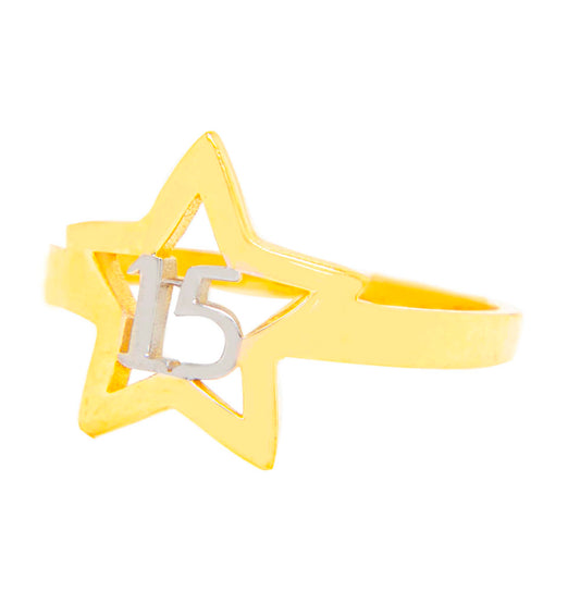 14K Two-Tone Quinceañera Star Ring