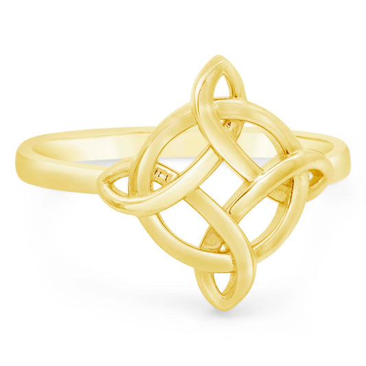 14K Yellow Gold Witch Knot Circle Ring