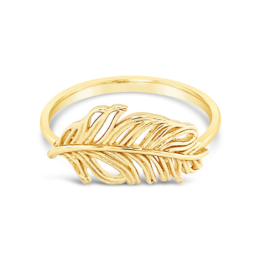14K Yellow Gold Sideways Palm Tree Ring