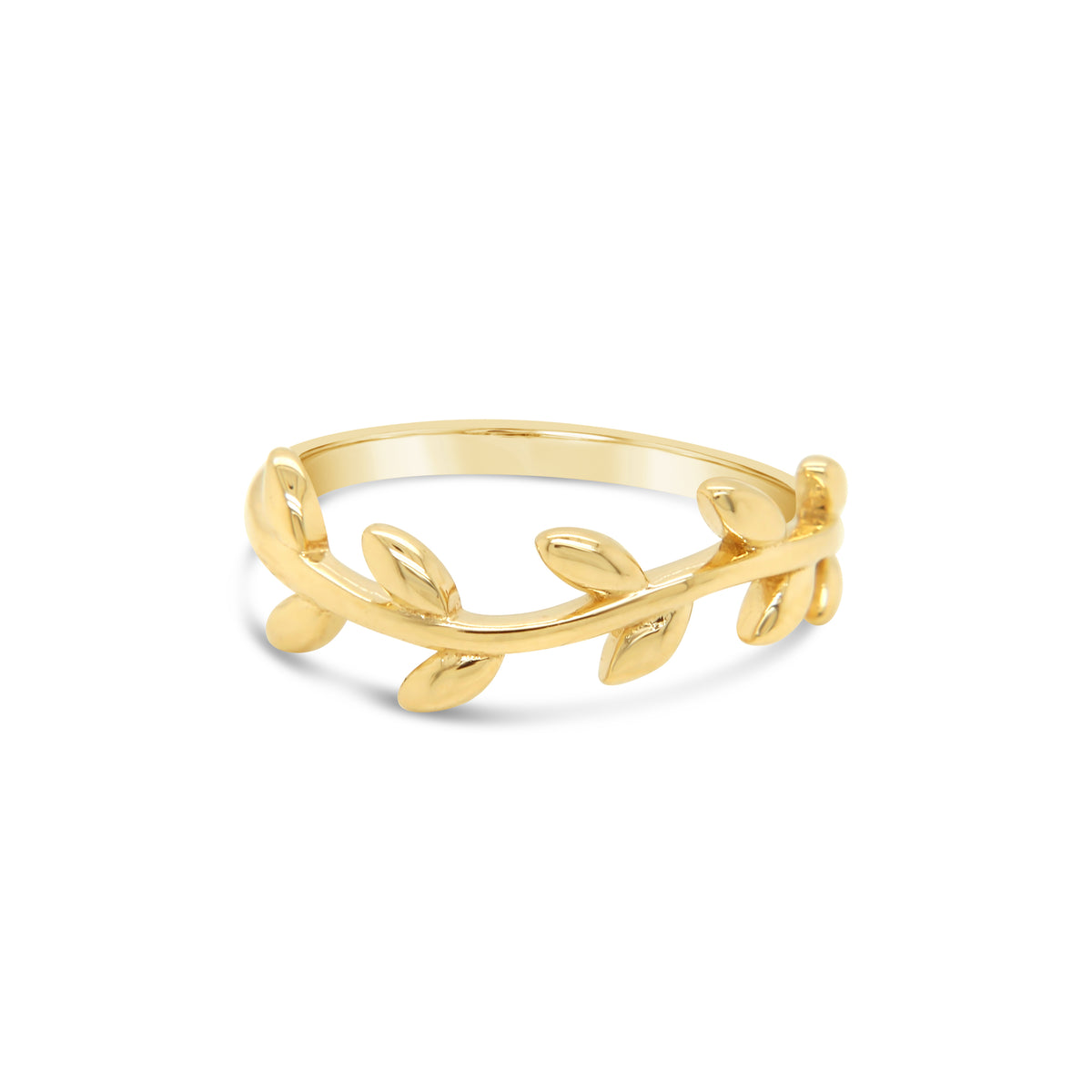 14K Yellow Gold Thin Olive Leaf Ring