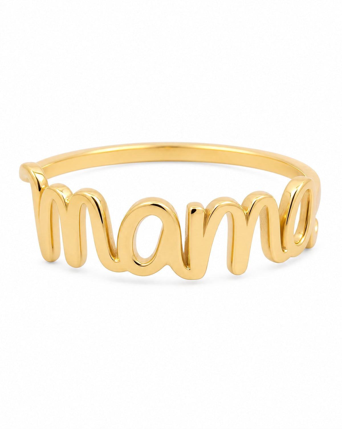14K Yellow Gold Cursive "Mama" Ring