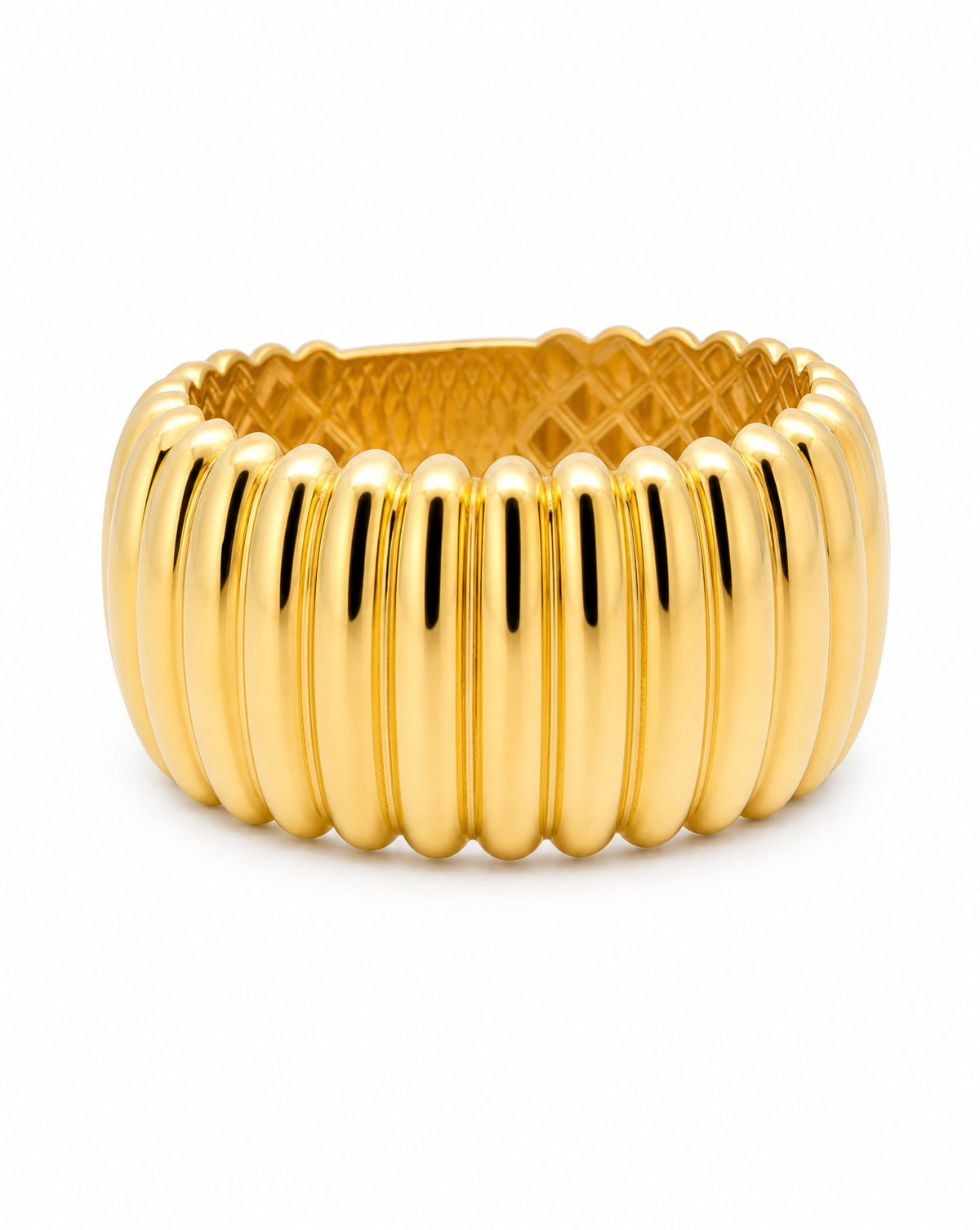14K Yellow Gold Thick Ribbed Ring
