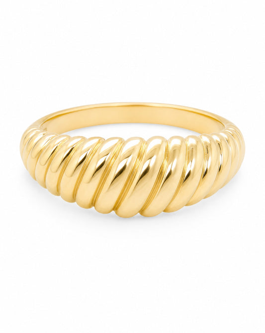 14K Yellow Gold Crescent Croissant Ring