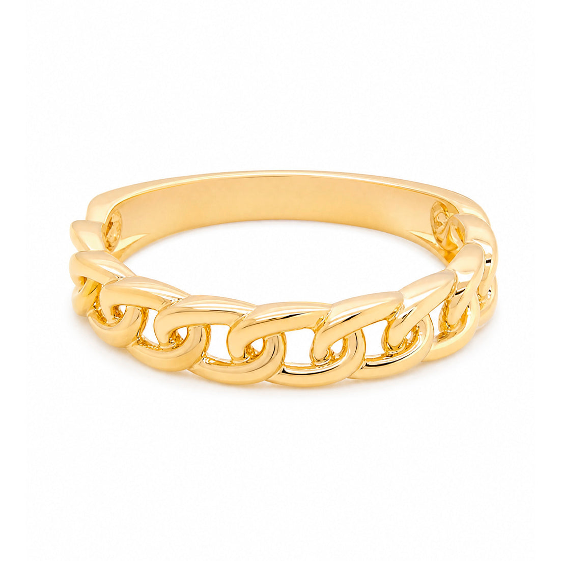 14K Yellow Gold Curb Chain Ring - Style 2