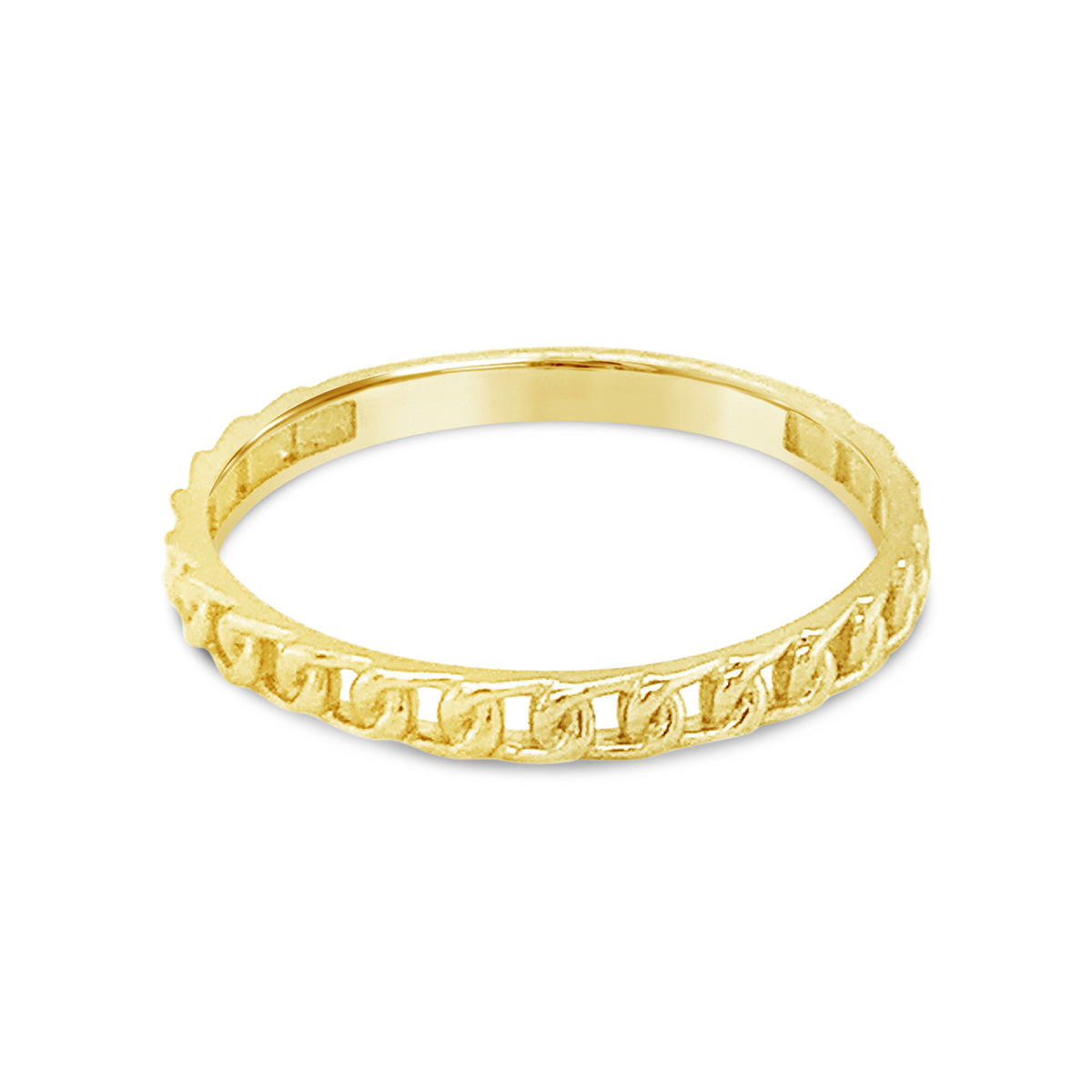 14K Yellow Gold Dainty Cuban Link Ring