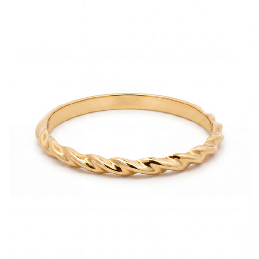 14K Yellow Gold Dainty Twisted Band