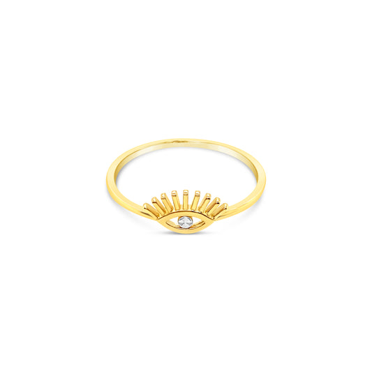 14K 2 Tones Gold Evil Eye Ring