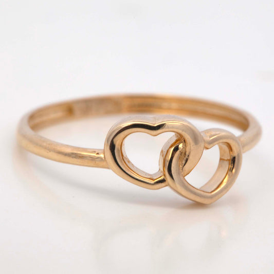 14k Yellow Gold Double Open Heart Ring-1