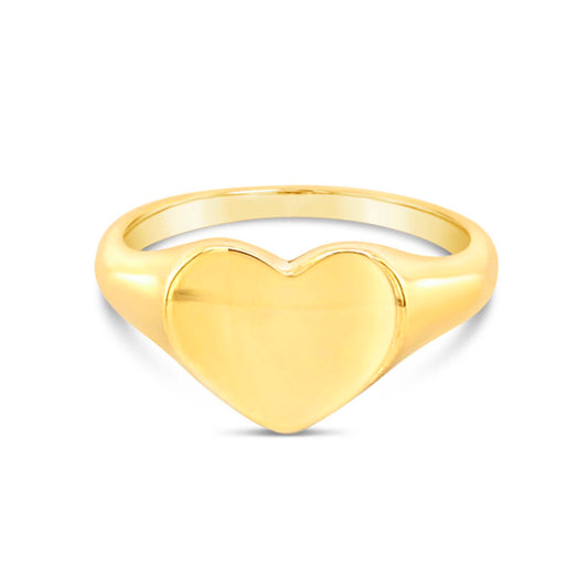 14k Yellow Gold Signet Heart Ring