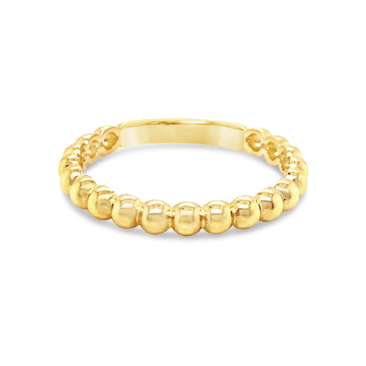 14k Yellow Gold Medium Beaded Band Ring