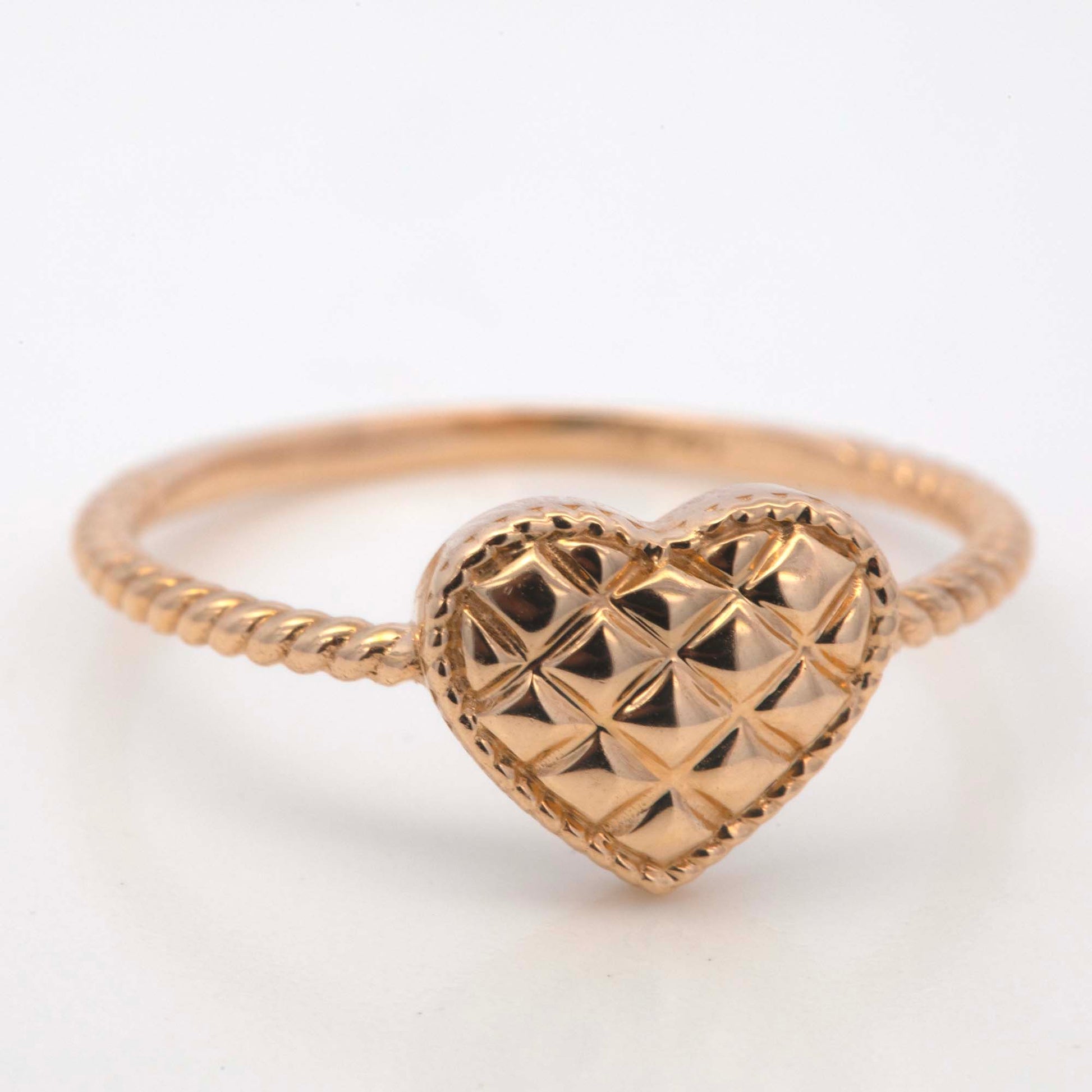 14k Yellow Gold Diamond Cut Heart Ring