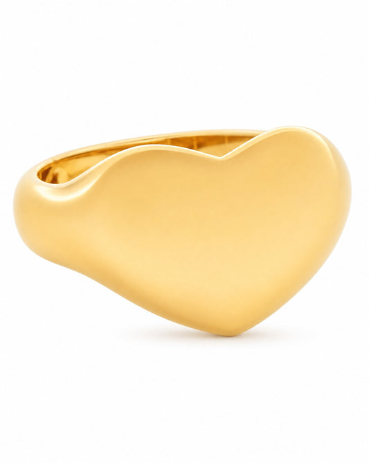 14k Yellow Gold Chubby Plain Heart Ring
