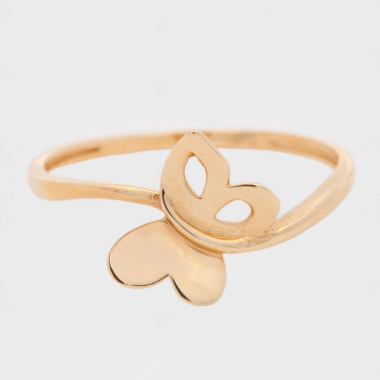 14k Yellow Gold Sideway Butterfly Ring