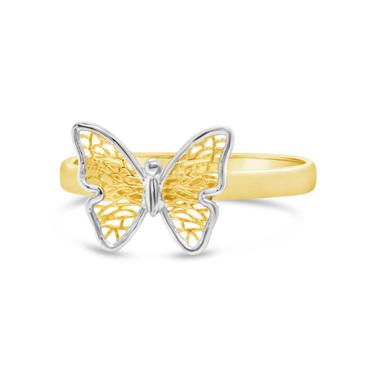 14k 2 Tones Gold Butterfly Ring