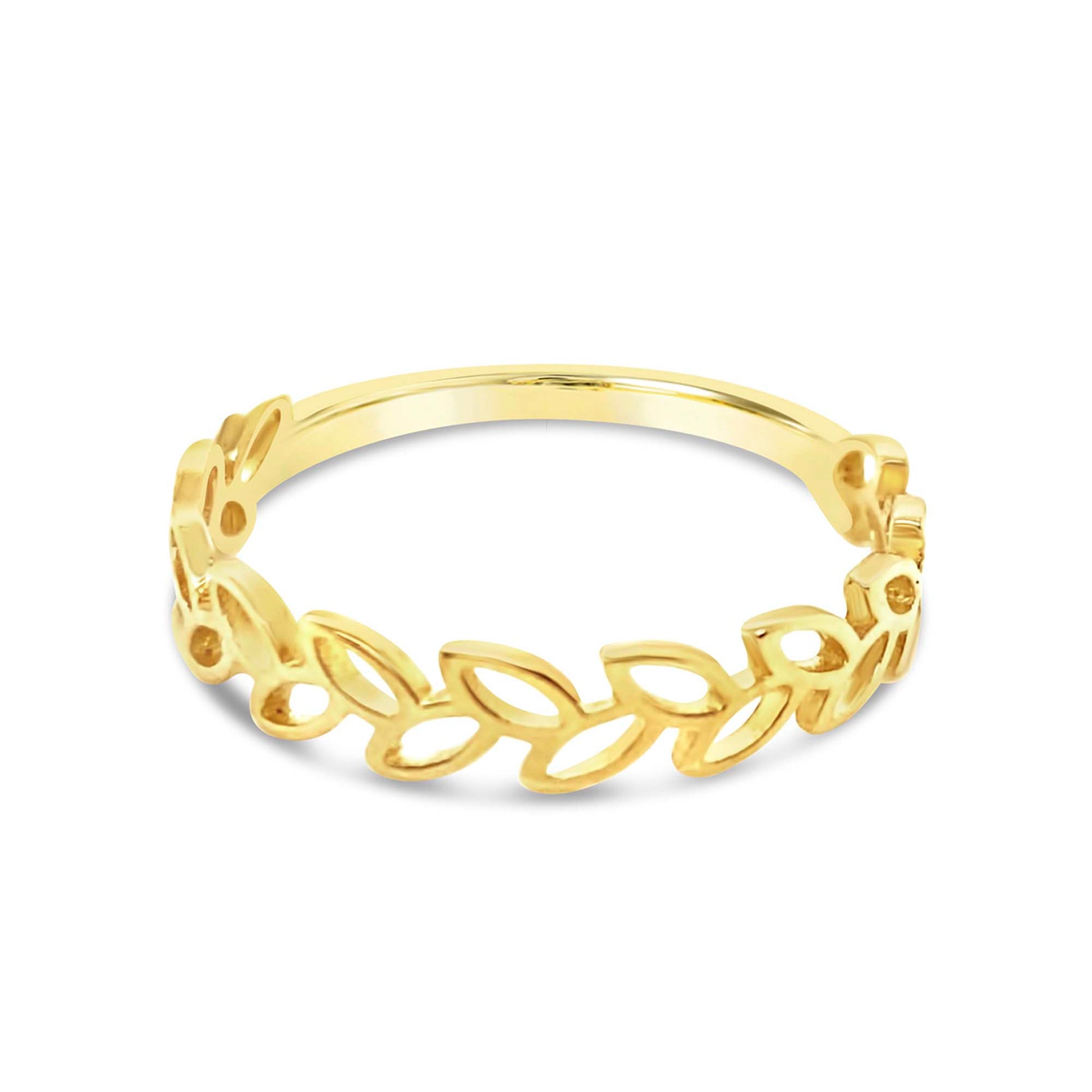 14k Yellow Gold Open Leaf Vine Ring