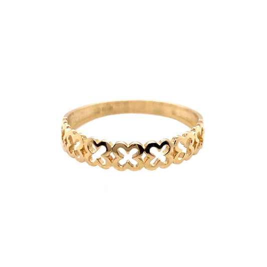 14k Yellow Gold Open Row Clover Ring