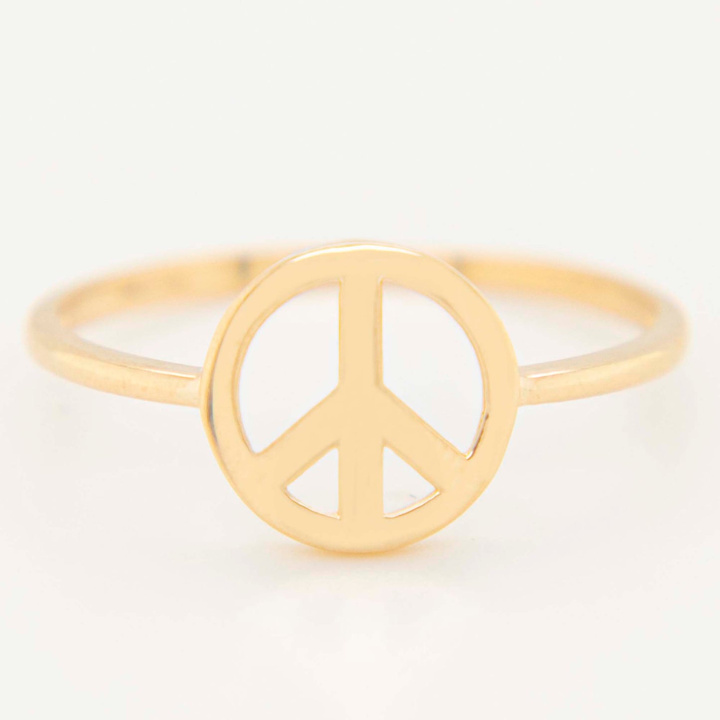 14k Yellow Gold Peace Sign Ring