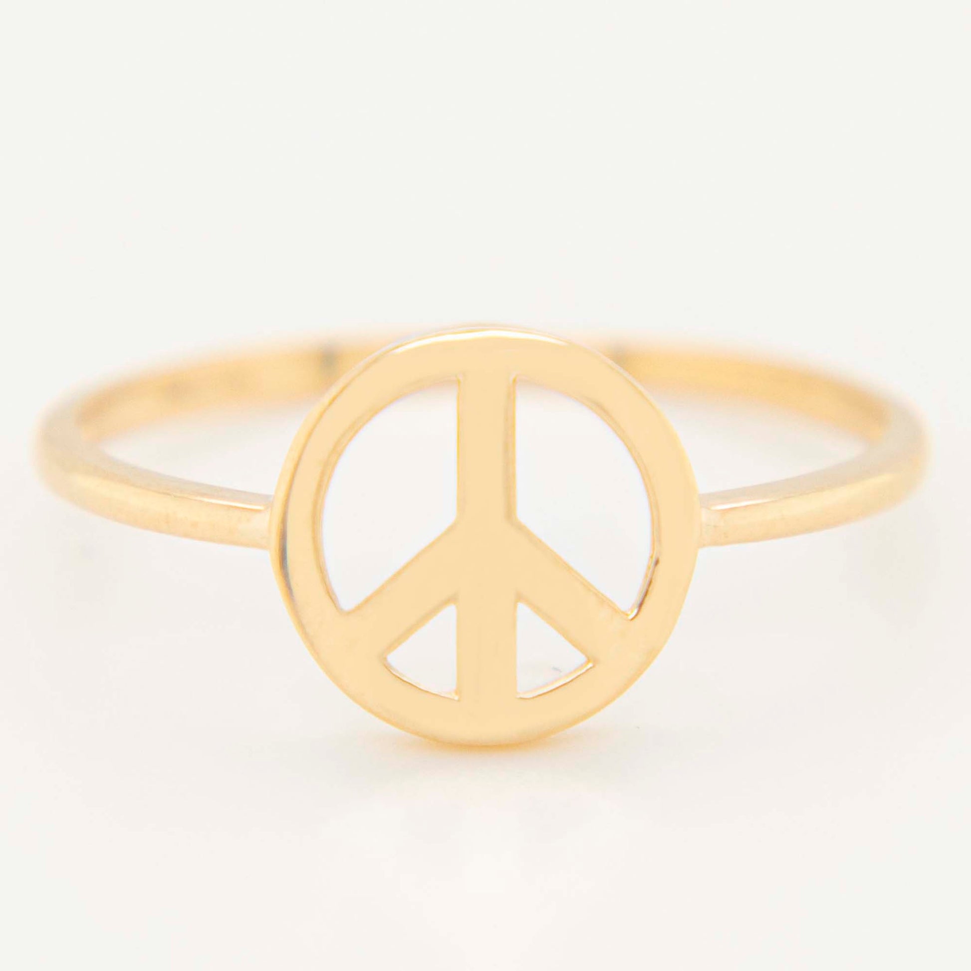 14k Yellow Gold Peace Sign Ring