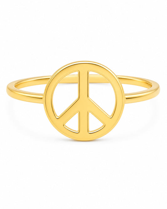 14k Yellow Gold Peace Sign Ring