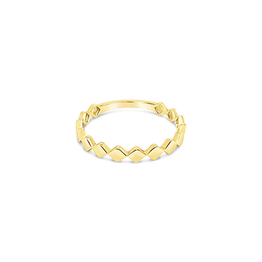 14k Yellow Gold Diamond Figures Band Ring