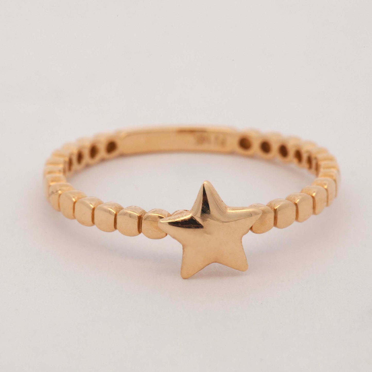 14k Yellow Gold Star Squared Band Ring