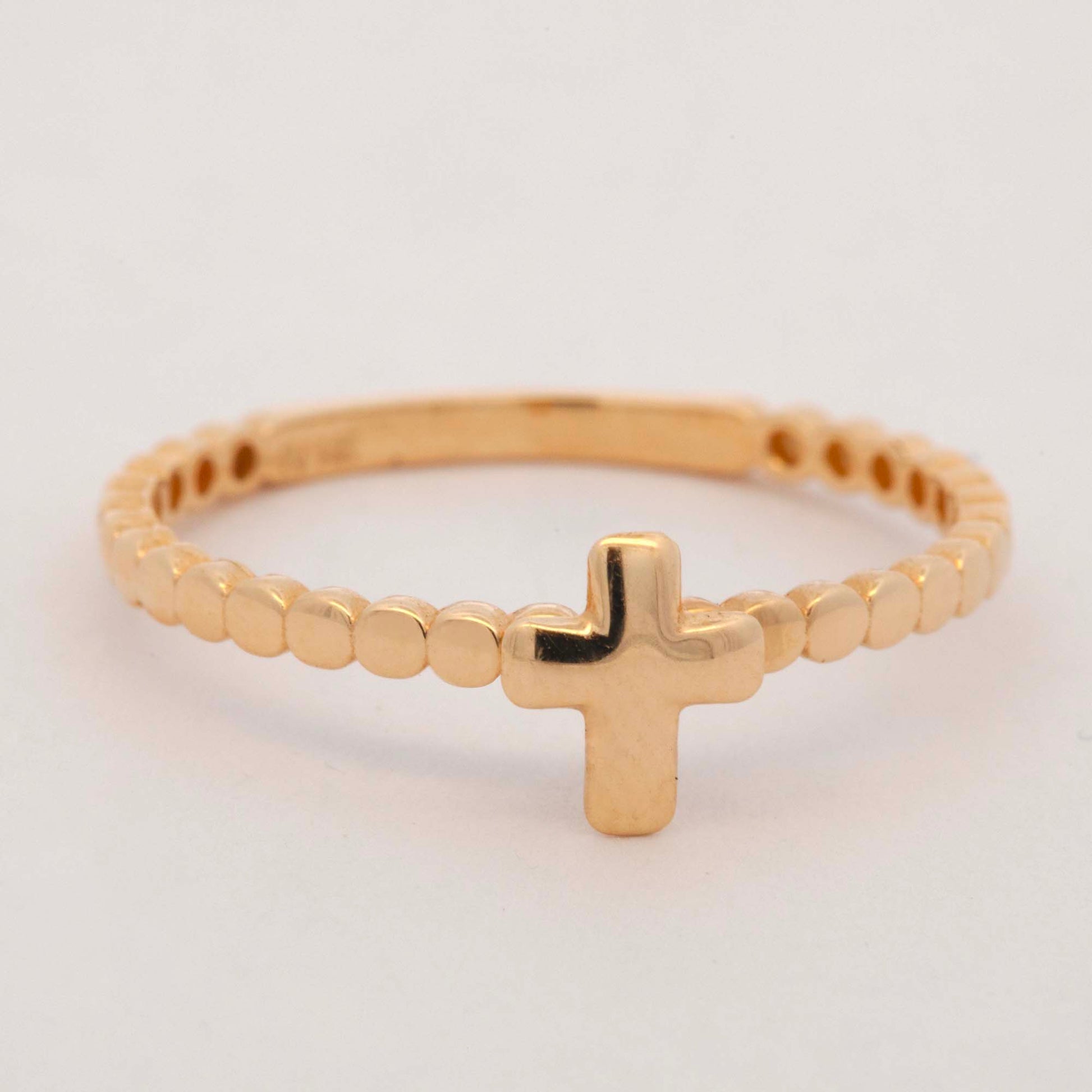 14k Yellow Gold Cross Squared Band Ring