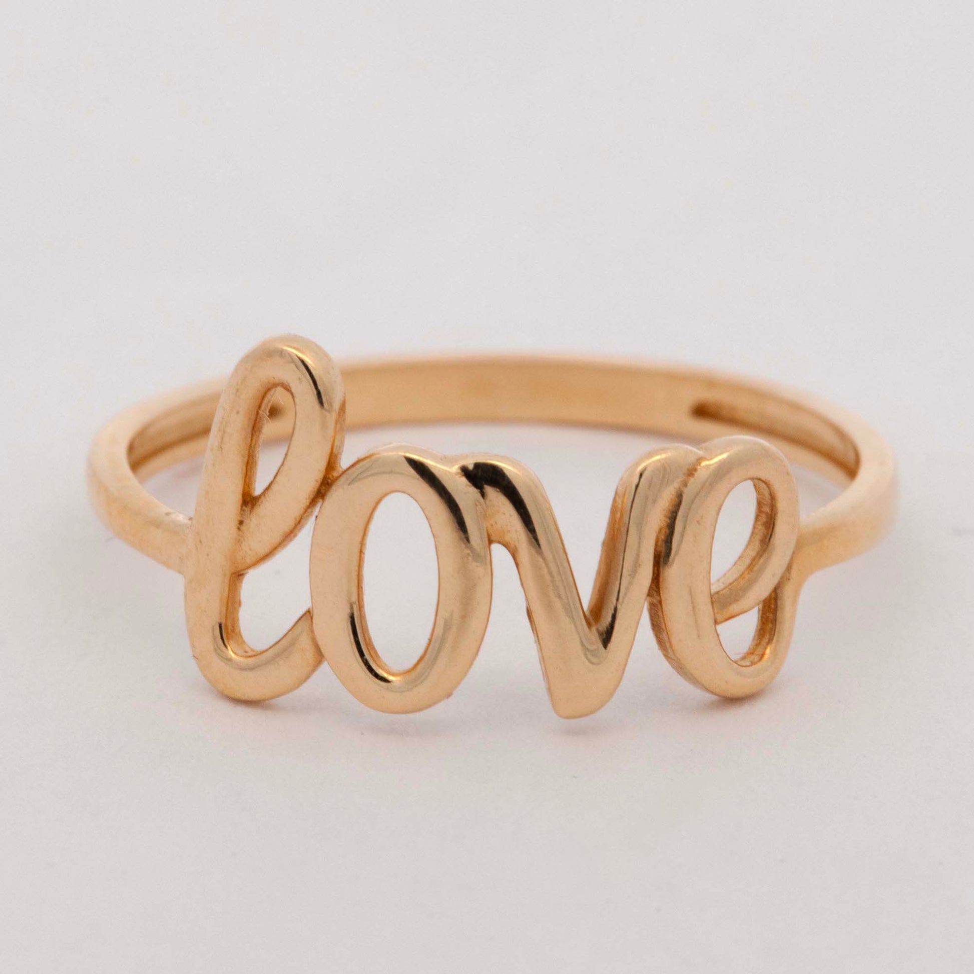 14k Yellow Gold Cursive "Love" Ring