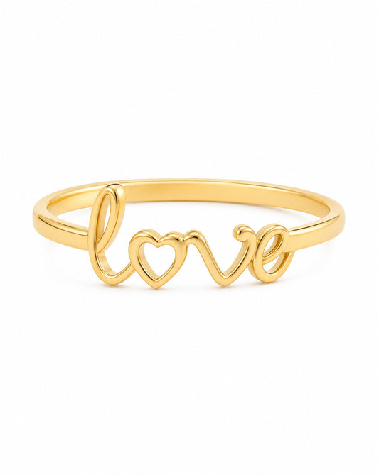 14k Yellow Gold Tiny "Love" Ring