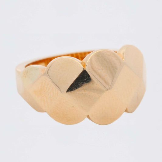 14k Yellow Gold Diamond Cut Thick Ring