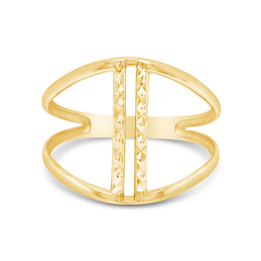 14k Yellow Gold Open Bars Ring
