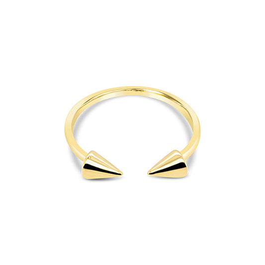 14k Yellow Gold Spike Open Ring