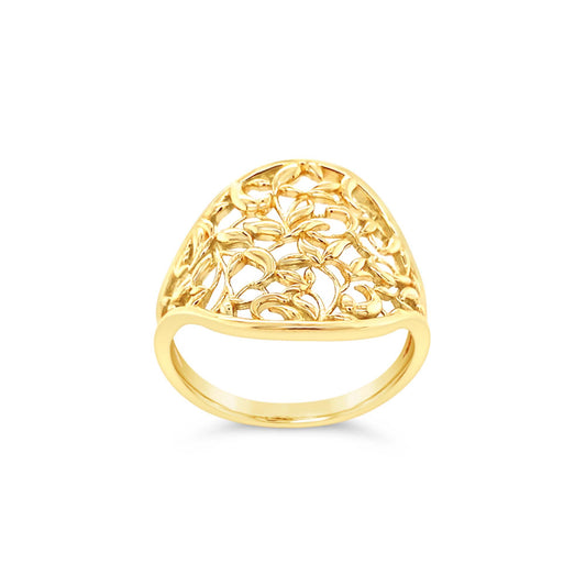 14k Yellow Gold Filigree Round Ring