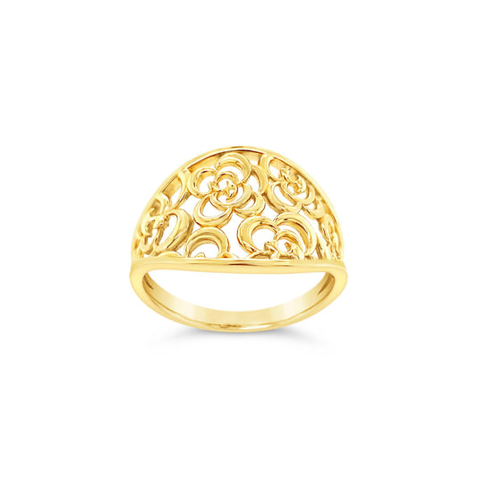 14k Yellow Gold Filigree Oval Ring