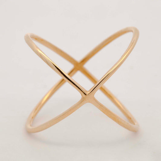 14k Yellow Gold Plain Criss Cross Ring
