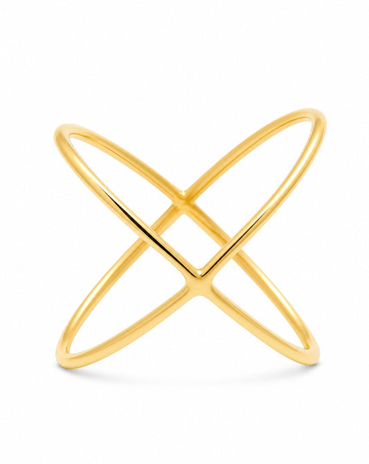 14k Yellow Gold Plain Criss Cross Ring