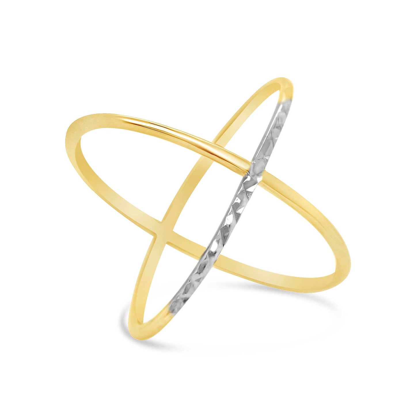 14k Two-Tones Gold Criss Cross Ring
