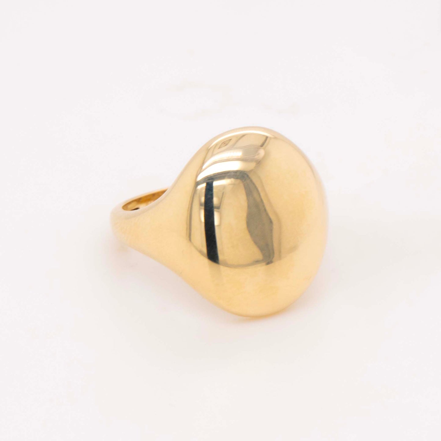 14k Yellow Gold Chubby Oval Signet Ring