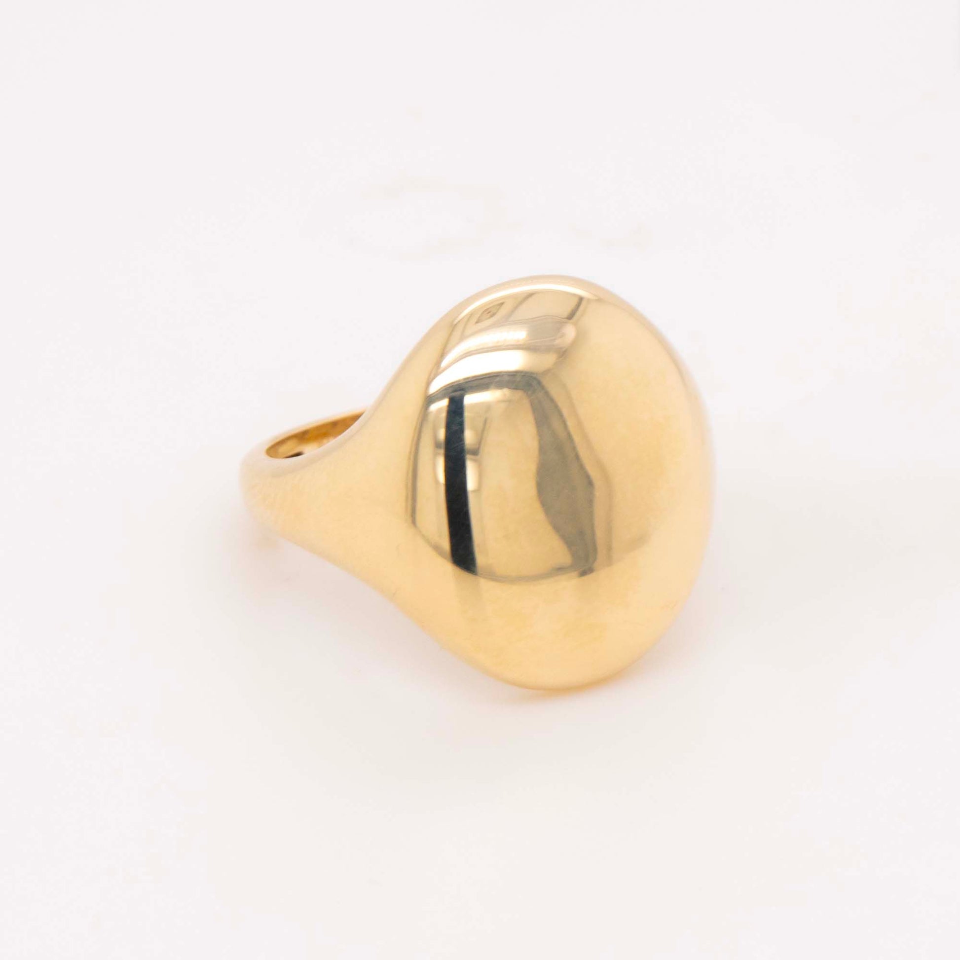 14k Yellow Gold Chubby Oval Signet Ring