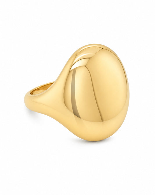 14k Yellow Gold Chubby Oval Signet Ring