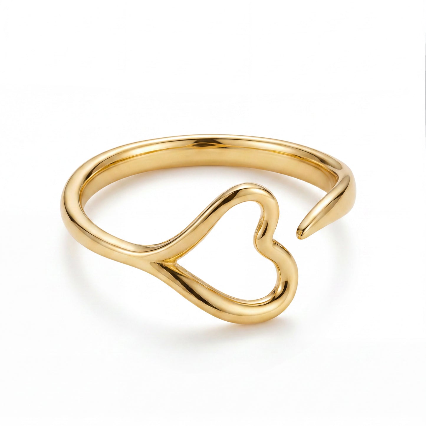 14K Yellow Gold Sideways Open Heart Ring