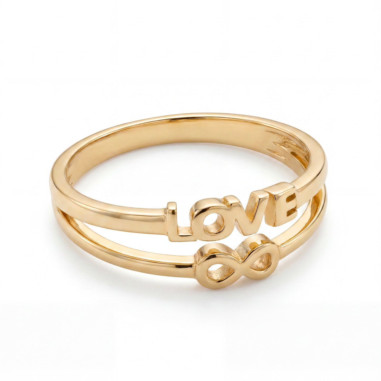 14K Yellow Gold Love & Infinity Ring