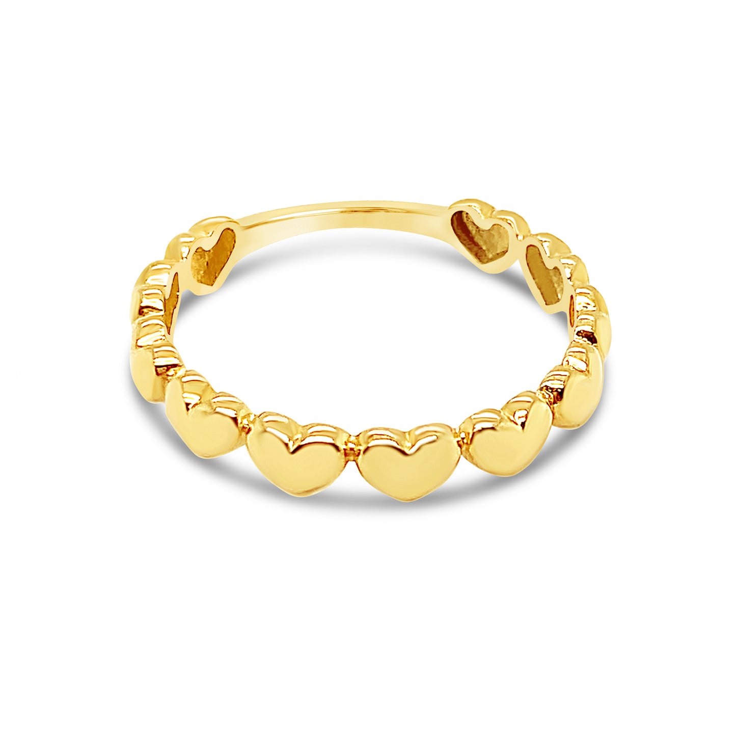 14K Yellow Gold Puffy Heart Band Ring