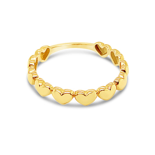 14K Yellow Gold Puffy Heart Band Ring